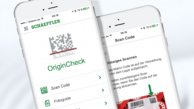 Schaeffler OriginCheck App Startseite
